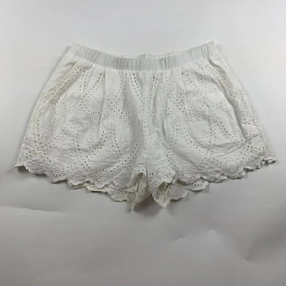 Fifteen Twenty White Eyelet Pull On Shorts S